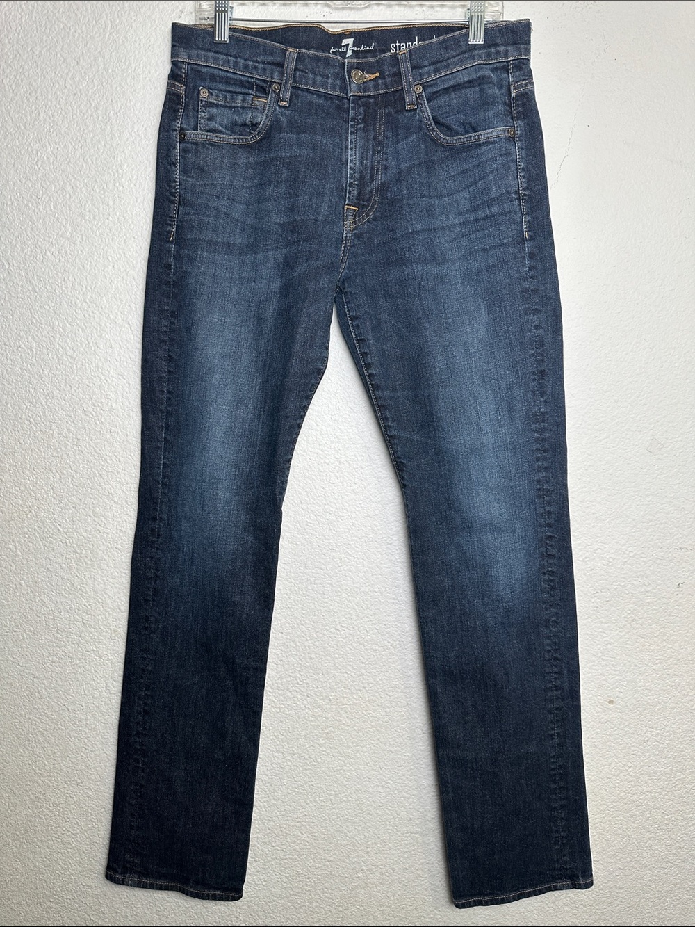 7 For All Mankind Men's Dark Blue Straight Jeans